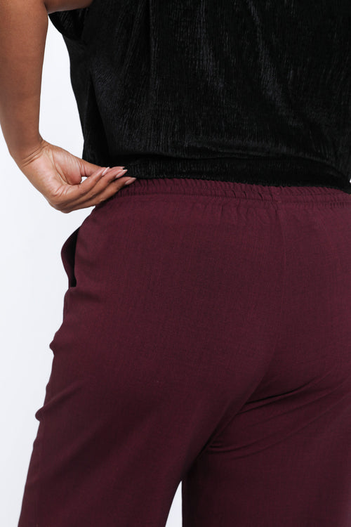 Einfarbige weite Hose-Paprika-5