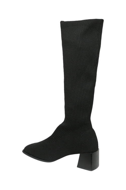 Gestrickte, weite Wadenstiefel mit Blockabsatz-Paprika-4