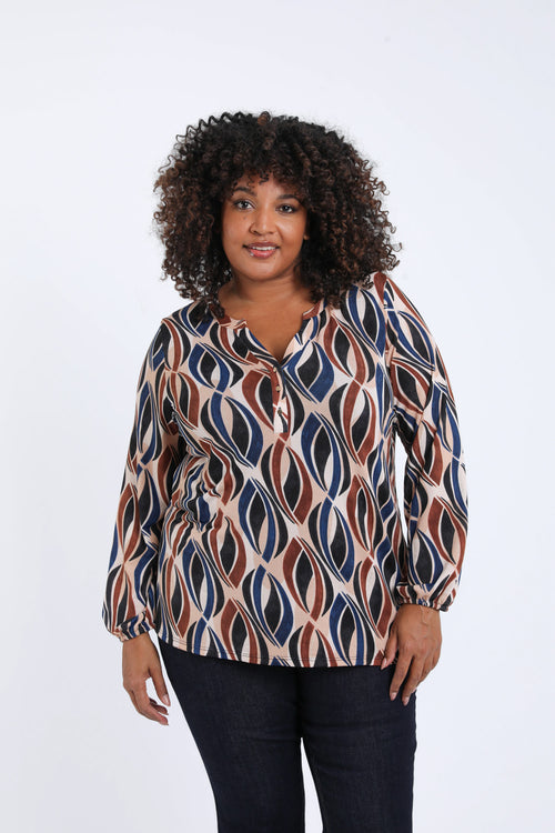 T-Shirt aus warmem Strick mit grafischem Aufdruck-Paprika-1