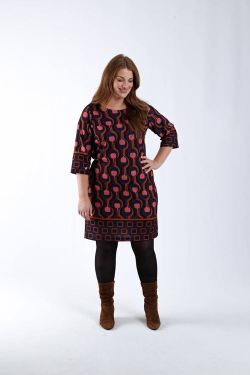 Robe housse imprimé graphique-Paprika-5