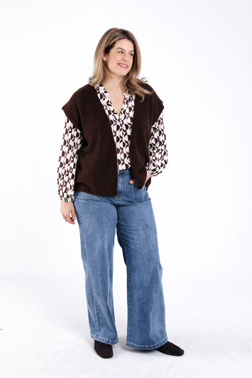 Ärmellose Strickweste aus einfarbigem Bouclé-Strick-Paprika-7