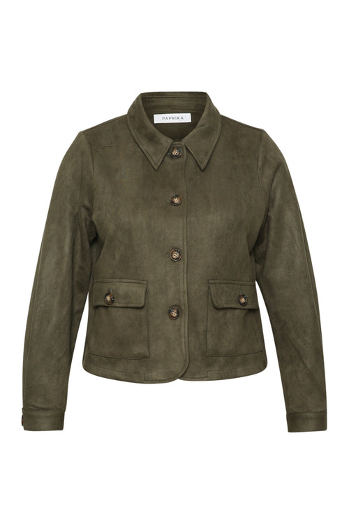 Veste courte effet suédine unie-Paprika-1