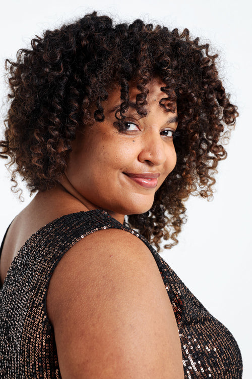 Unifarbenes, gerade geschnittenes Top mit Pailletten-Paprika-6