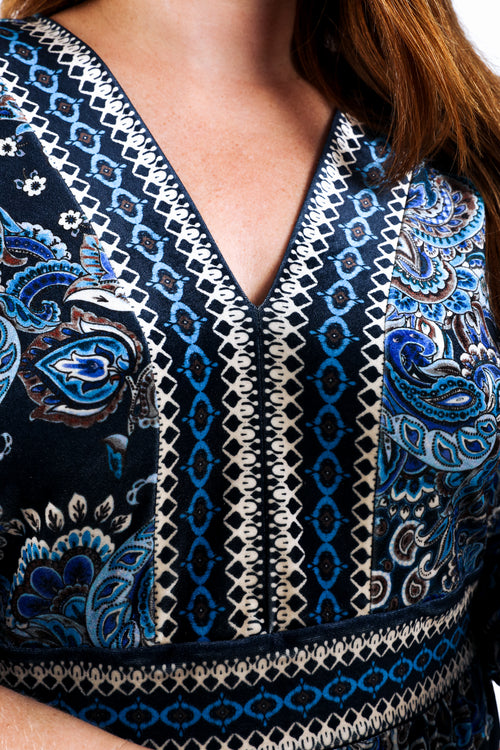 Kleid aus Samt mit Paisley-Muster-Paprika-4