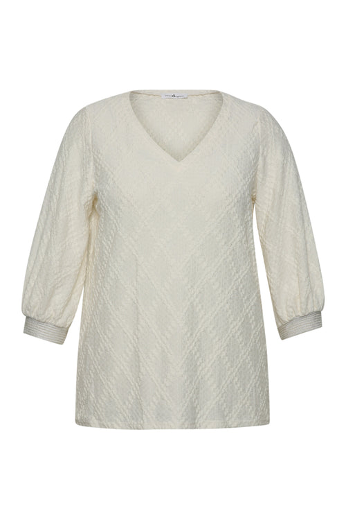 T-shirt uni avec motifs losanges en relief-Paprika-1