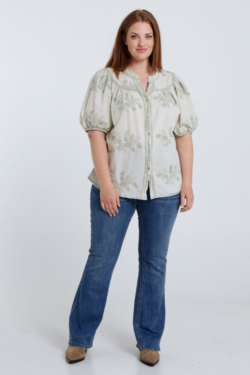 Baumwollbluse mit gestickten Blumen-Paprika-7