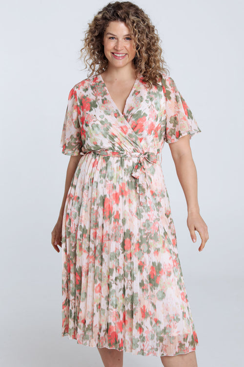 Blumenmuster-Voilekleid mit Lurex-Paprika-1