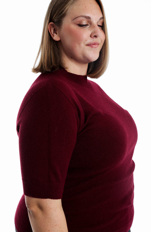 Uni kurzärmeliger Pullover-Paprika-4