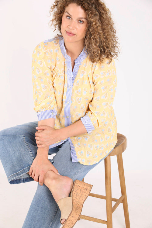 Bedruckte Viskosebluse mit Blumen und Streifen-Paprika-9