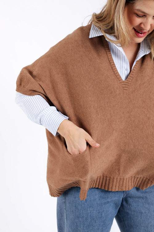 Pull court uni en viscose-Paprika-5