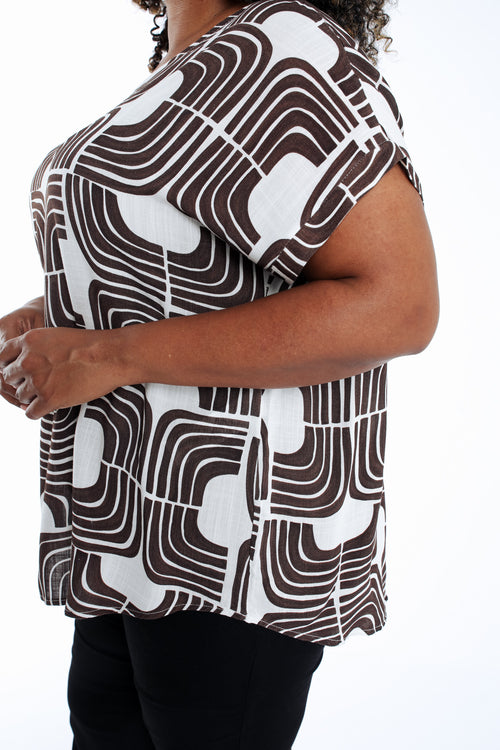 Bluse aus Viskose mit zweifarbigem grafischem Druck-Paprika-4