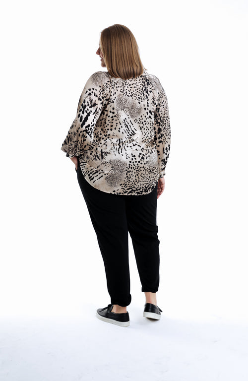 Bedruckte Viskosebluse mit Animalprint-Paprika-2