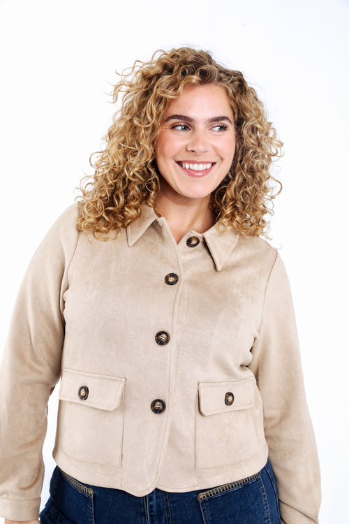 Kurzjacke aus einfarbigem Velourslederimitat-Paprika-4