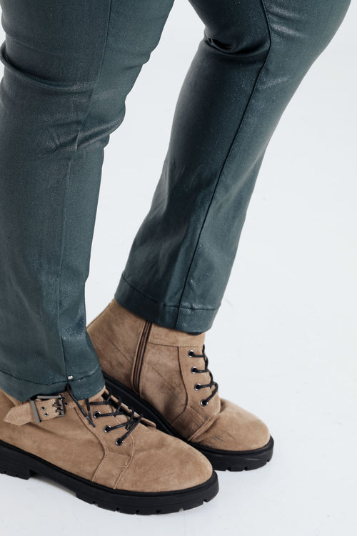 Pantalon slim enduit métallisé-Paprika-5