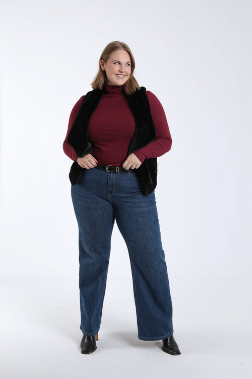 Einfarbiges Rollkragen-T-Shirt aus Viskose-Paprika-5