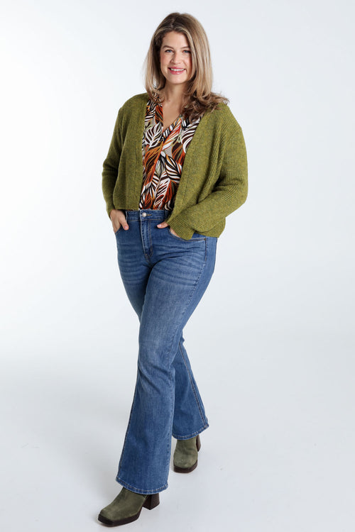 Kurze, unifarbene Strickjacke zum Kleid aus Wolle-Paprika-7