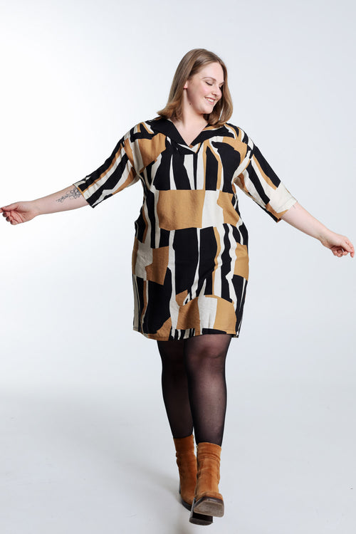 Kleid aus Viskose mit grafischem Druck-Paprika-9