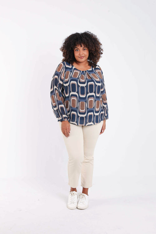 Bluse mit grafischem Print-Paprika-6