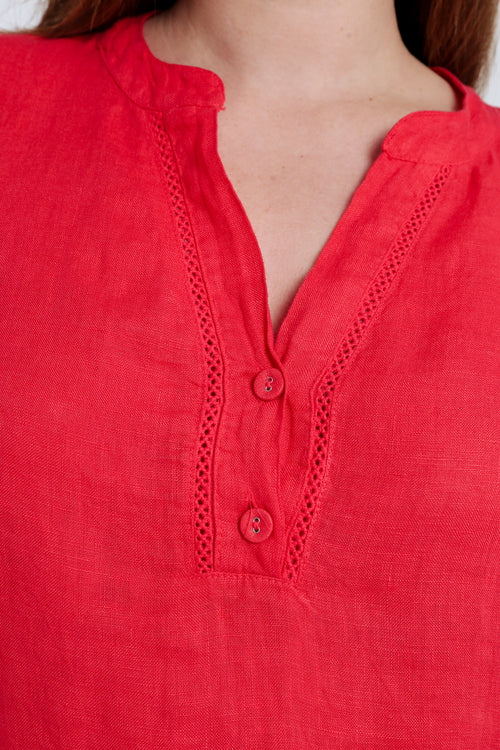 Leinen-Tunika-Kleid uni-Paprika-3
