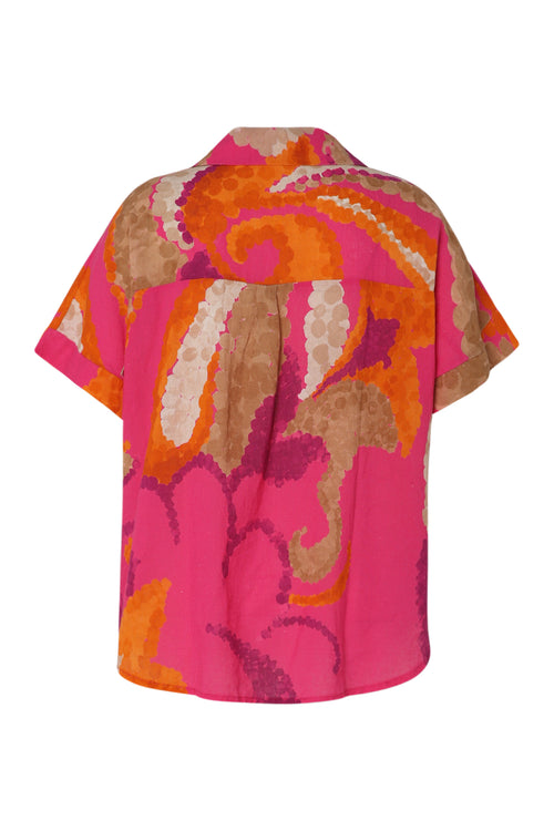 Bluse aus bedruckter Baumwolle mit Blumenmuster-Paprika-11