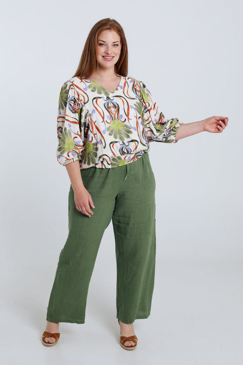 Bluse aus bedruckter Viskose mit Blumenmuster-Paprika-9