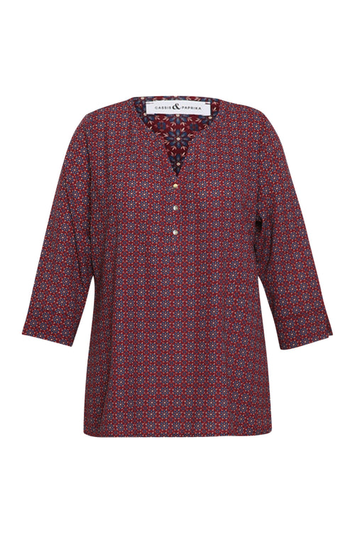 Blouse imprimé graphique-Paprika-1