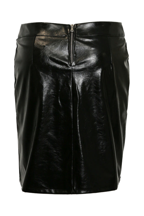 Jupe courte en vinyle uni-Paprika-2