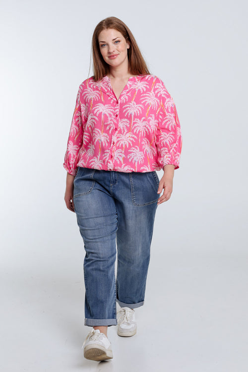 Bluse aus Viskose mit Palmenmuster-Paprika-9