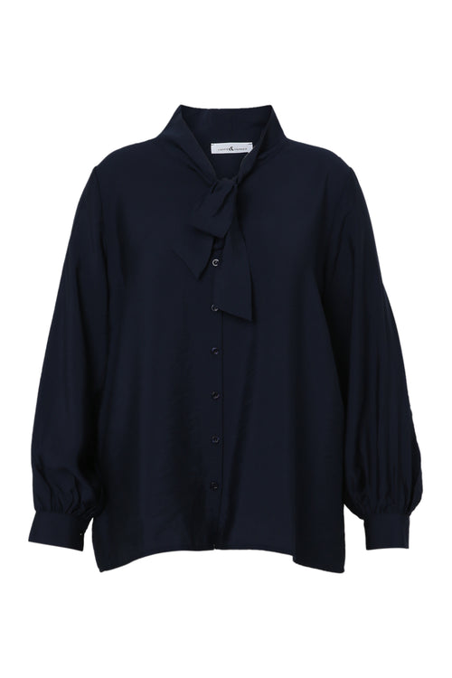 Einfarbige Bluse mit Schluppe-Paprika-10