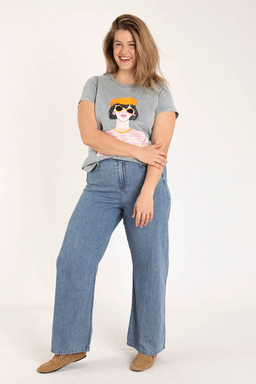 Damen-T-Shirt aus bedruckter Baumwolle-Paprika-7