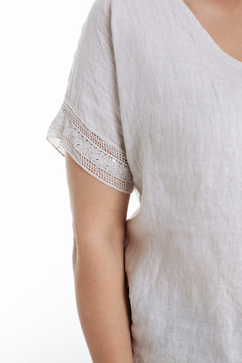 Leinenbluse einfarbig mit Pailletten-Detail-Paprika-6