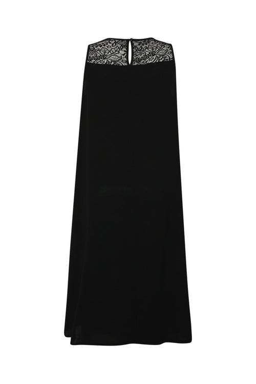 Einfarbiges langes Kleid mit Spitze-Paprika-11