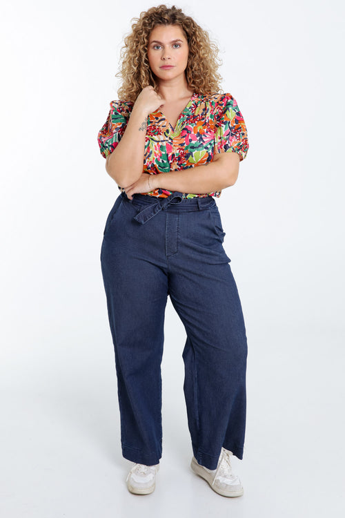 Bluse aus bedruckter Baumwolle mit Blumenmuster-Paprika-9