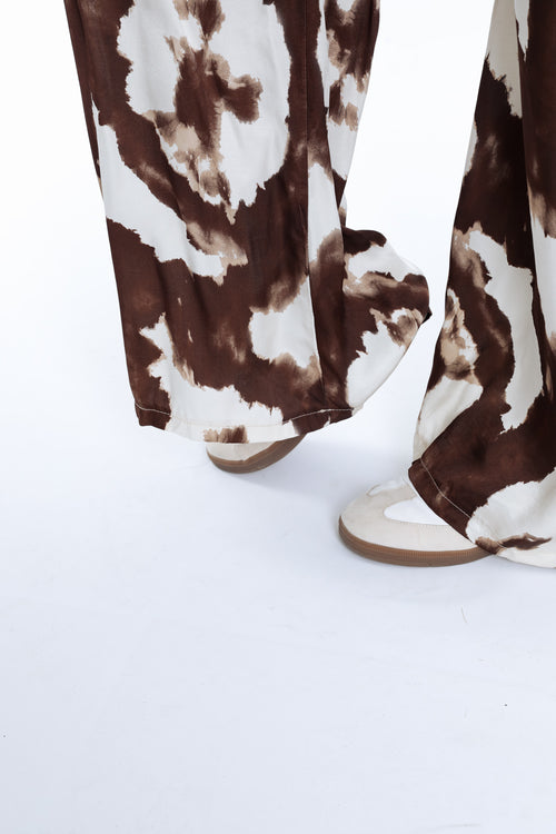 Weit geschnittene Hose aus Viskose mit Satin-Effekt und Animal-Print-Paprika-5