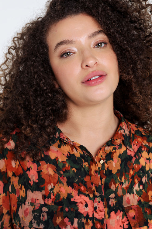 Hemd aus Viskose mit zartem Blumenmuster-Paprika-4