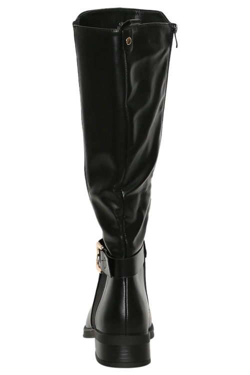 Flache Reitstiefel mit Schnalle-Paprika-4