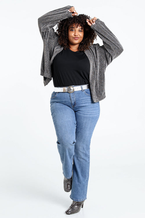 Kurze, unifarbene Bomberjacke mit Lurex-Paprika-9