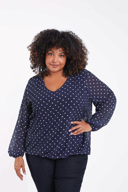 Bluse mit Punktemuster-Paprika-2