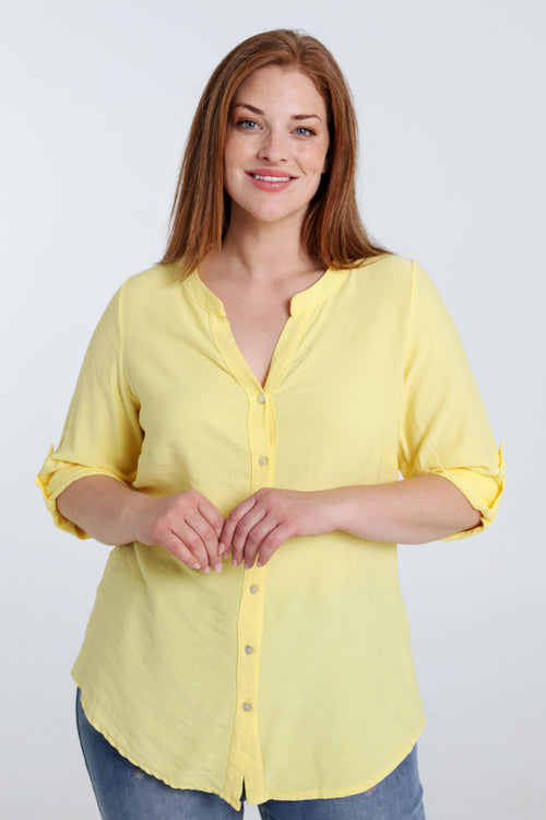 Blouse en viscose uni-Paprika-2