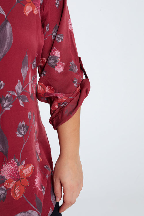 Chemise imprimé floral avec strass-Paprika-4