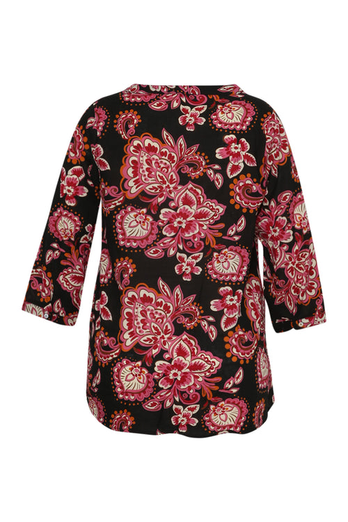 Blouse en coton et viscose imprimé cachemire-Paprika-9