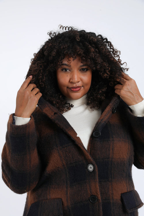 Karierter Wollmantel mit Kapuze-Paprika-6