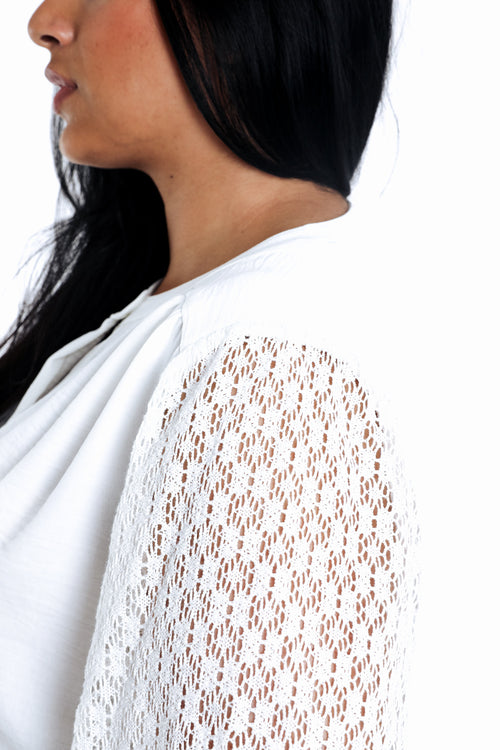 Blouse unie manches en crochet-Paprika-7