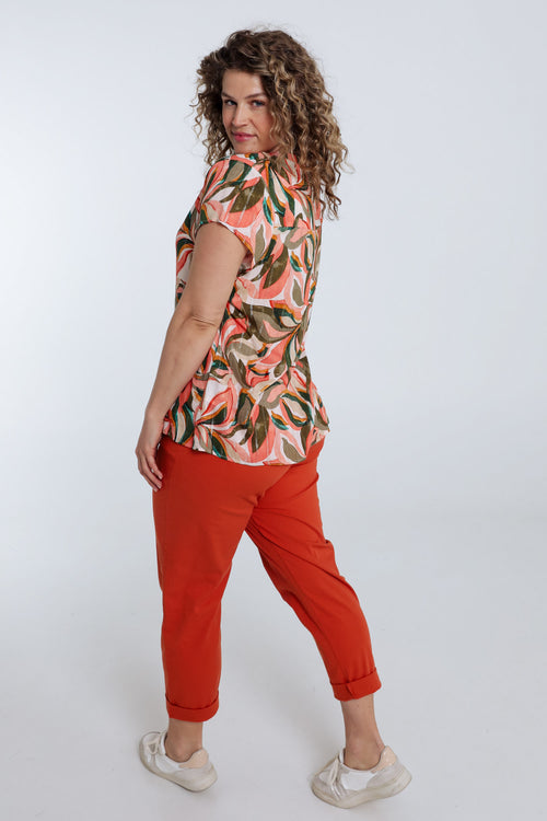 Bluse aus Viskose mit Blattdruck-Paprika-2