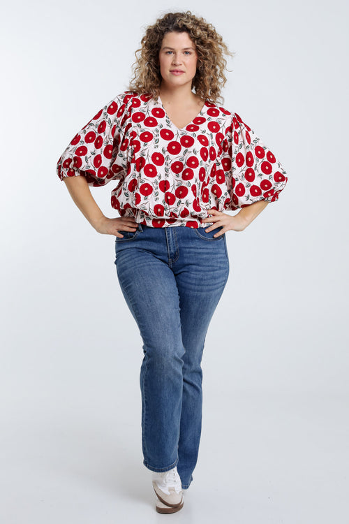 Blusenshirt mit Blumenmuster-Paprika-8