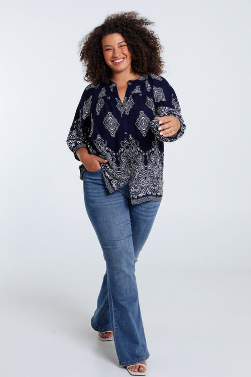 Bluse aus bedruckter Viskose mit Kaschmirmuster-Paprika-7
