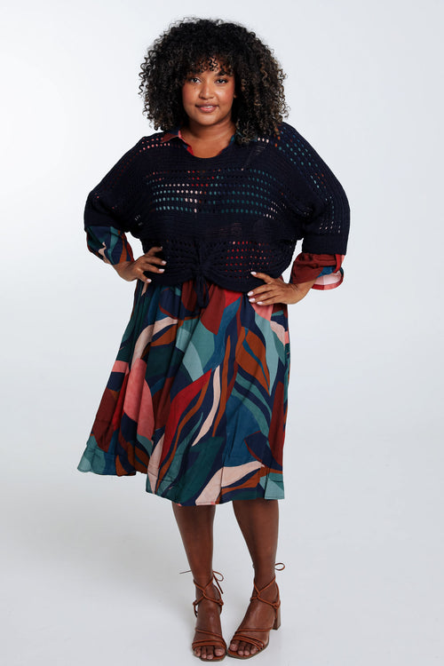 Kurzer, unifarbener Pullover aus Viskose-Paprika-7