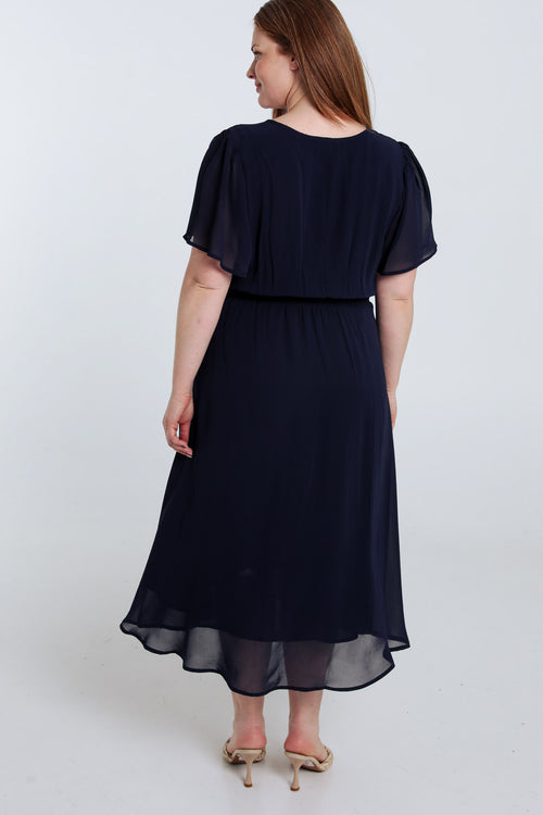 Lange unifarbene Viskosekleid-Paprika-2