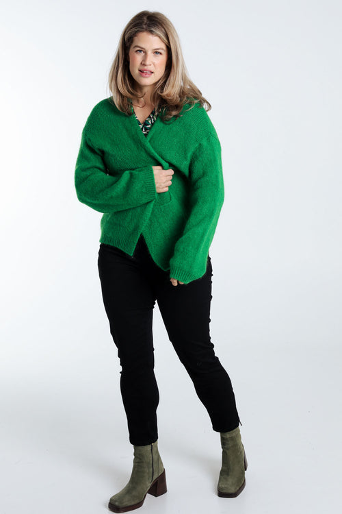 Unifarbener, offener Cardigan aus weichem Mohair-Paprika-7