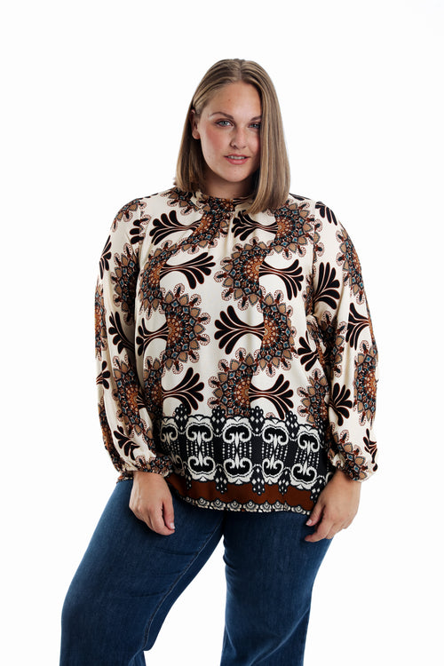 Bluse aus bedrucktem Viskosestoff-Paprika-1